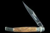 Pocketknife With Fossil Dinosaur Bone (Gembone) Inlays #127558-1